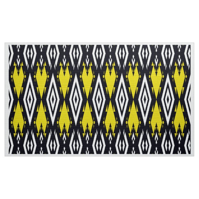 Tecido Branco-preto-amarelo Etnia (Jarda)
