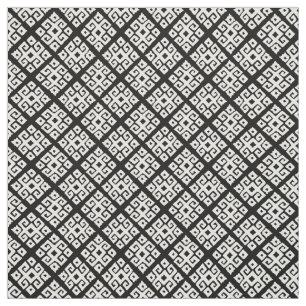 Tecido branco-preto-branco-chave geométrica triba