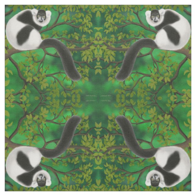 Tecido branco preto do Lemur de Ruffed (Modelo)