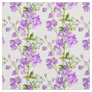 Tecido branco verde roxo da arte botânica do