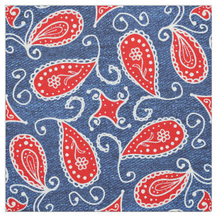 Tecido Branco vermelho floral bonito e calças de ganga d