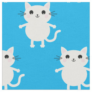 Tecido Brancos e Bonitos Gatos Enfermeiro Bebê Sala Azul