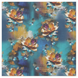 Tecido Bronze de abstrato, estilo barroco azul-ouro