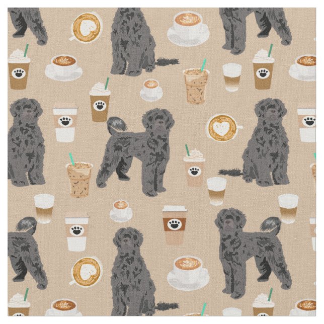 Tecido Bronzeado de café com cachorro-d'água (Detalhe)