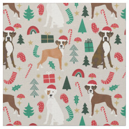 Tecido Bronzeado de natal bonito de cachorro-boxeiro