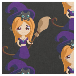 Tecido Bruxa Bonita no Halloween do Chapéu Roxo