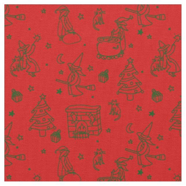 Tecido bruxa de natal epifania befana vermelha (Detalhe)