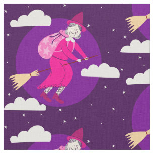 Tecido bruxa de natal roxa befana broomrider spookmas