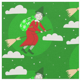 Tecido bruxa de natal verde befana broomrider spookmas