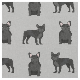 Tecido Buldog Francês Negro