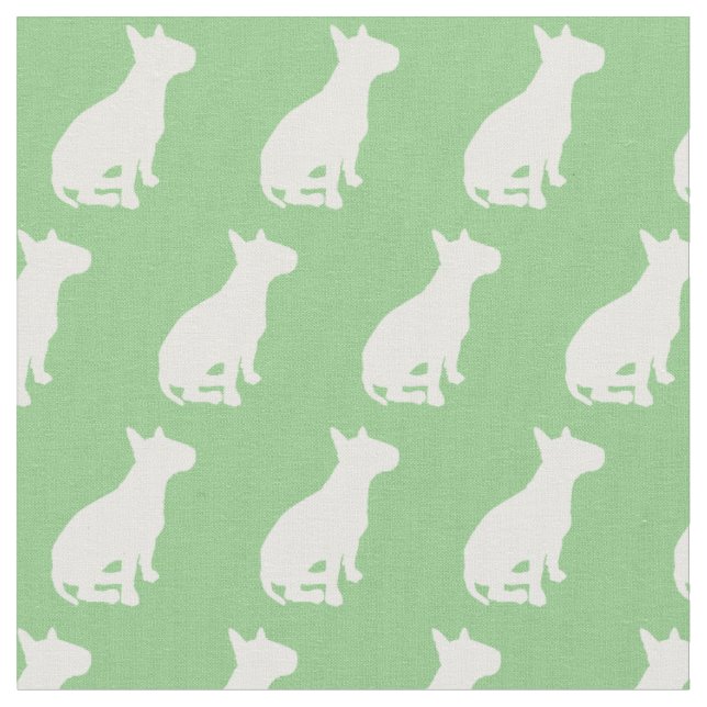 Tecido Bull Terrier Dog Silhout Pet Sage Green (Detalhe)