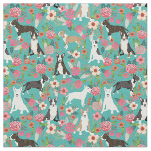 Tecido Bull Terrier dog turquoise
