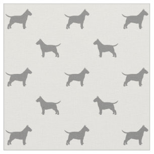 Tecido Bull Terrier Silhouettes Cinzas de padrão e branc