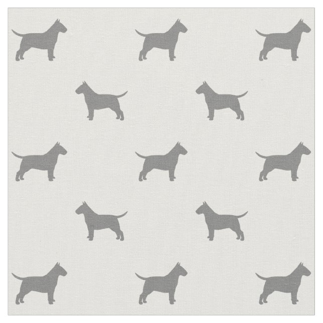Tecido Bull Terrier Silhouettes Cinzas de padrão e branco (Detalhe)