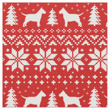 Bull Terrier Silhouettes Natal Vermelho e Branco