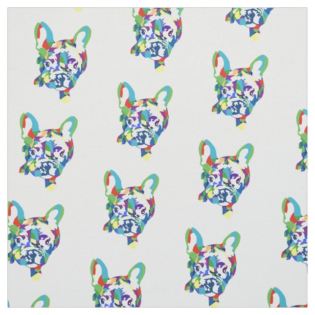 Tecido Bulldogs Franceses azul verde (Modelo)