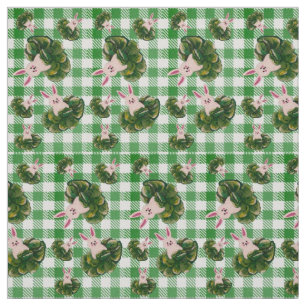 Tecido Bunnies de Verificação Verde