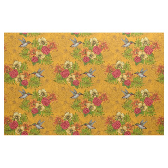 Tecido Buquês tropicais e beija-flores 2 (Fat Quarter)