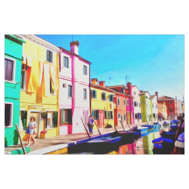 Tecido Burano, pintura aquosa de Veneza (Jarda)