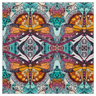 Tecido Butterfly e Medallion Batik Padrões em Laranja