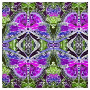 Tecido Butterfly e Medallion Batik Patterno em Violet