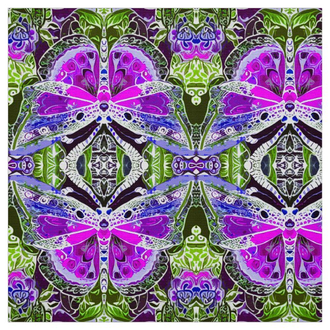 Tecido Butterfly e Medallion Batik Patterno em Violet (Modelo)