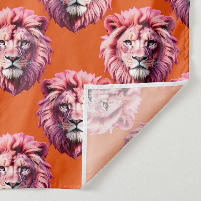 Tecido Cabeça de Leão Rosa Padrão de Animal Design Laranj (Criador carregado)