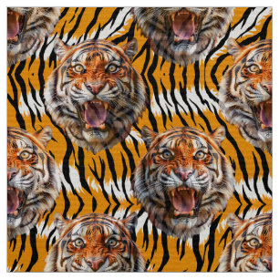 Tecido Cabeça De Tigre Na Pele De Tigre Design