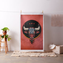 Tecido Cabeça de touro Patriótica, um touro Americano.