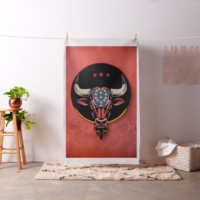 Tecido Cabeça de touro Patriótica, um touro Americano. (In Situ)