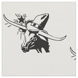 Tecido Cabeça do boi de Longhorn com preto do vaqueiro