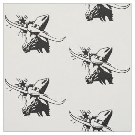 Tecido Cabeça do boi de Longhorn com preto do vaqueiro