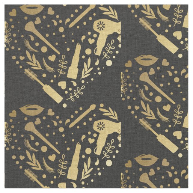 Tecido Cabeleireiro Logo Coração Salão Dourado (Detalhe)