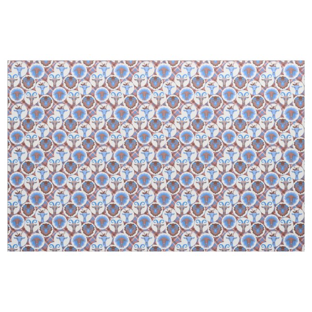 Tecido Cabras Hipsteres azuis e castanhas - GetYerGoat™ (Fat Quarter)