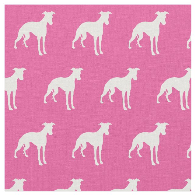 Tecido Cachorro-branco Silhueta cor-de-rosa (Detalhe)