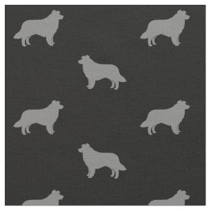 Tecido Cachorro Collie Raça Silhouettes Patterados