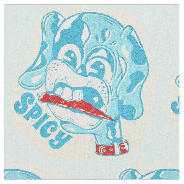 Tecido Cachorro comendo pimenta picante (Detalhe)