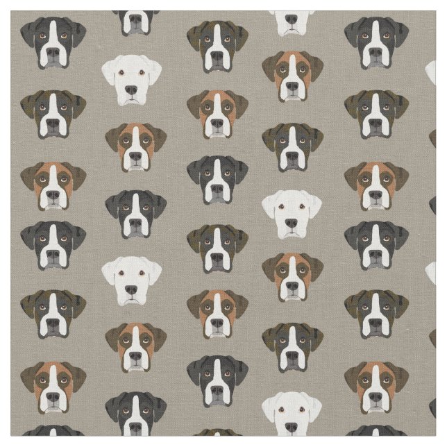 Tecido Cachorro de Boxer faces khaki (Detalhe)