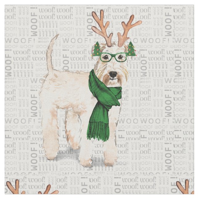 Tecido Cachorro de Natal com Rodas Terrier (Detalhe)