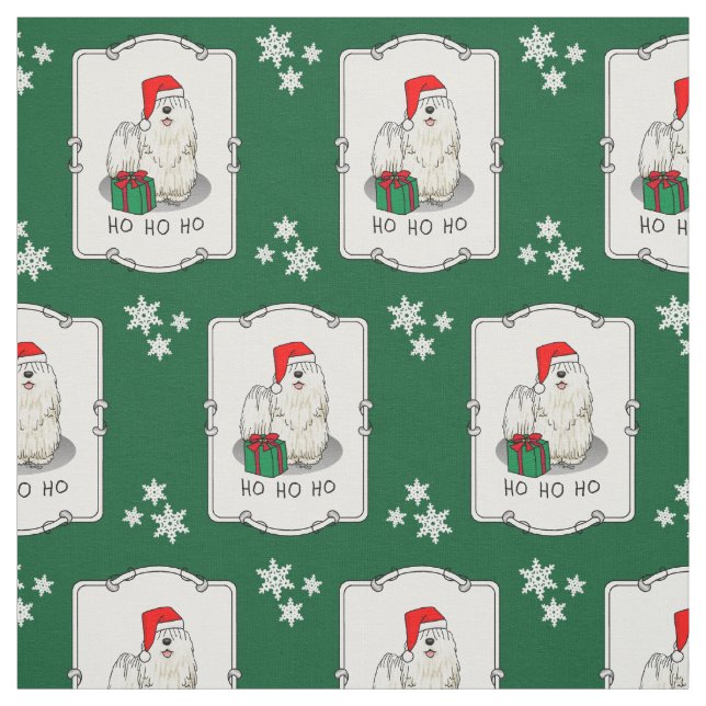 Tecido Cachorro de Natal Santa Hat Puli (branco) Engraçad (Modelo)