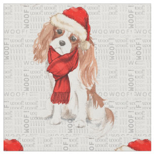 Tecido Cachorro de Natal Spaniel Cachorro Arte Palavra
