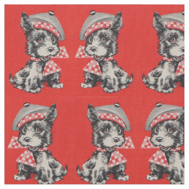 Tecido Cachorro escocês de 1950 em vermelho (Detalhe)