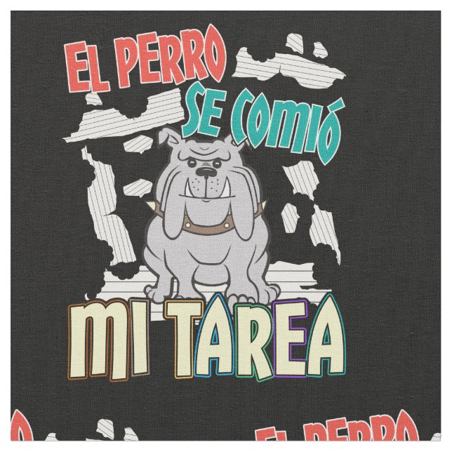 Tecido Cachorro Espanhol Comeu Minha Lição de Casa - Perr (Detalhe)