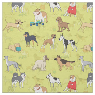 Tecido Cachorro Gelado Padrão Design Verde Amarelo