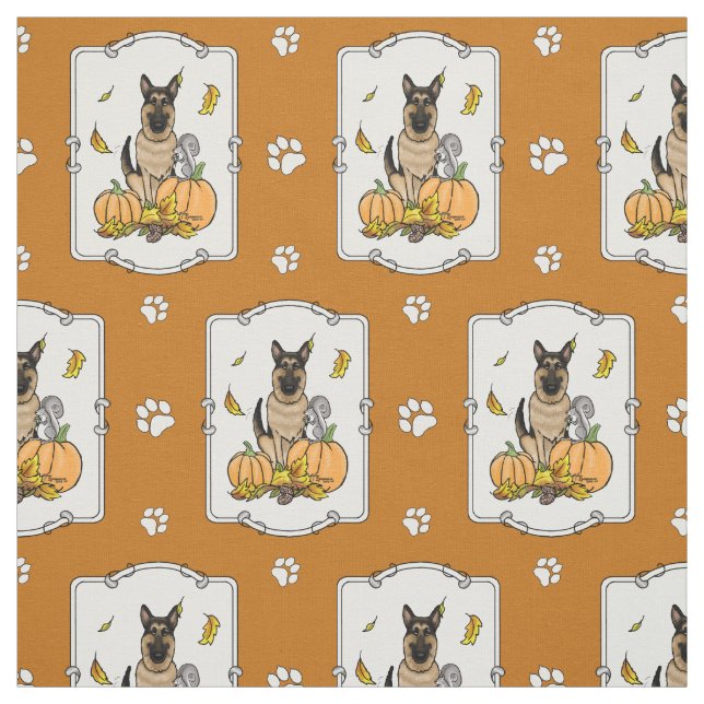 Tecido Cachorro German shepherd Queda (bronzeado preto) (Modelo)