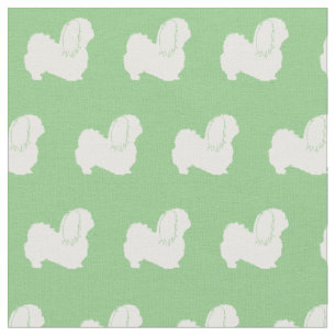 Tecido Cachorro Pekingês Silhout Pet Sage Green
