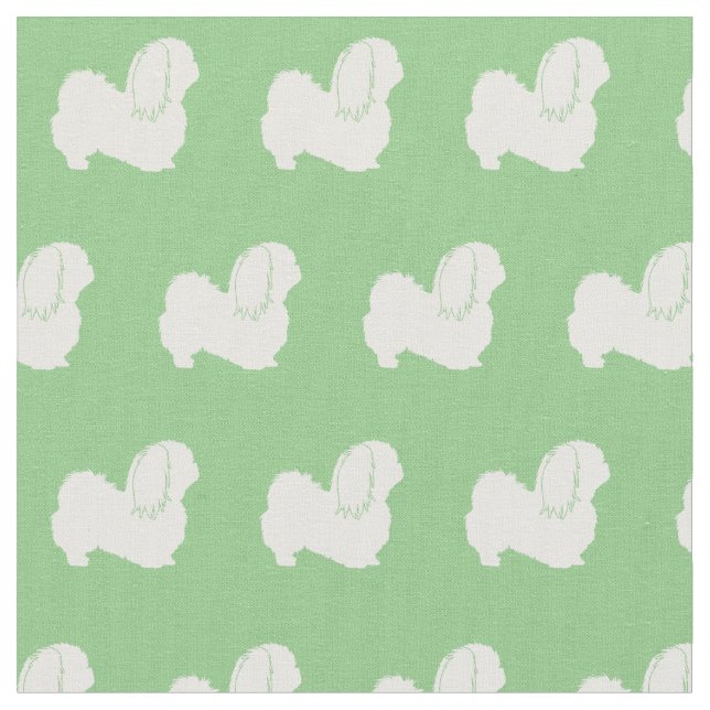 Tecido Cachorro Pekingês Silhout Pet Sage Green (Detalhe)