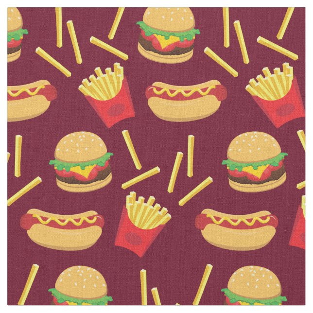 Tecido Cachorro Quente com Burger de Lixo de Comida Rápid (Detalhe)