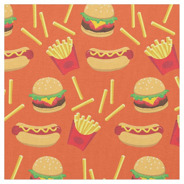 Tecido Cachorro Quente com Burger de Lixo de Comida Rápid (Detalhe)