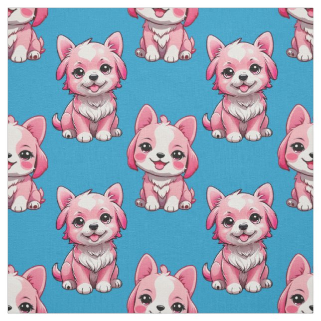 Tecido Cachorros Rosa Fofo - Azul (Modelo)